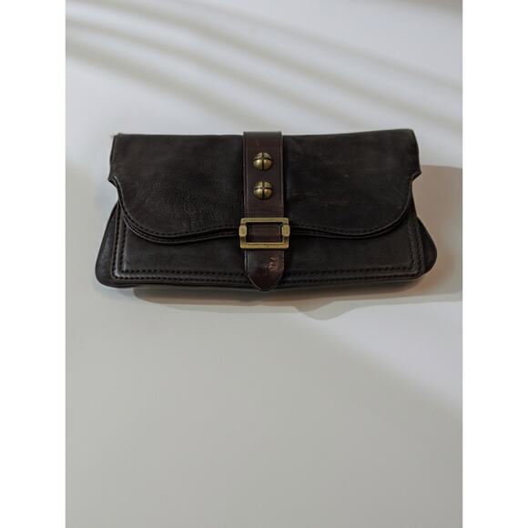 Frye Leather Clutch Purse Brown Soft0 - Picture 1 of 12